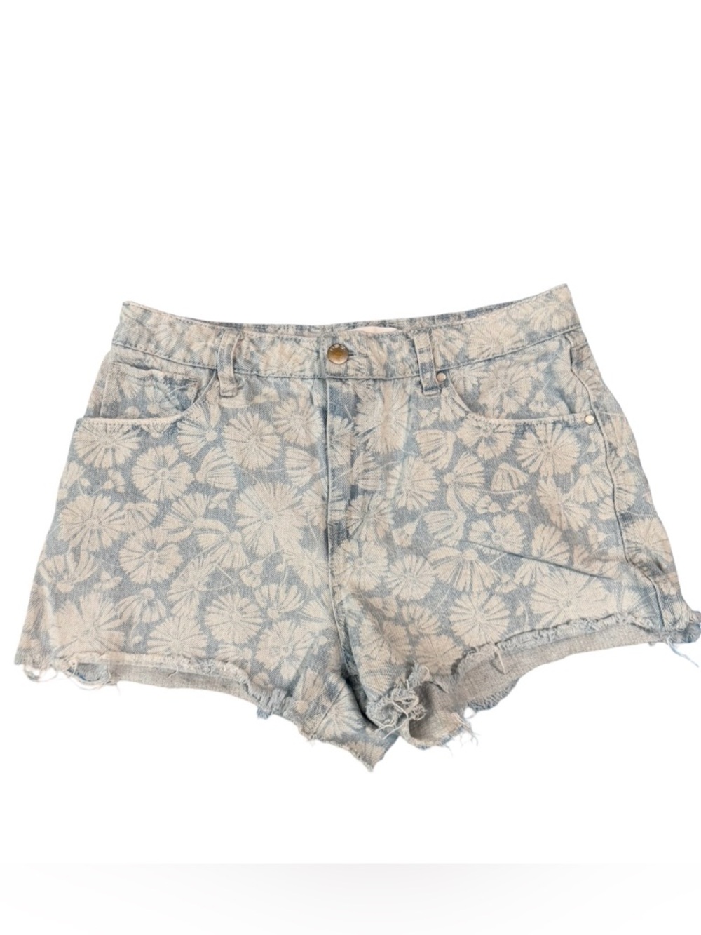 RSQ Floral Denim Shorts Size 29 Light High Rise Distressed Cutoff Summer Boho